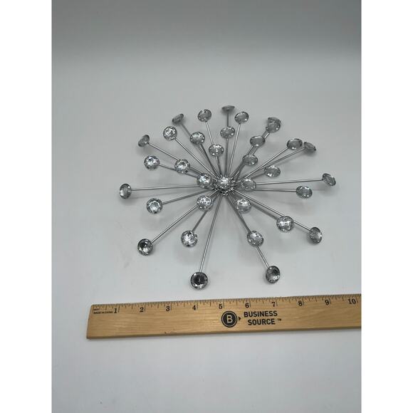 Unique Silver Bursting Star Sputnik Metal Wall Art Modern Bling Shiny Silver - Picture 2 of 8